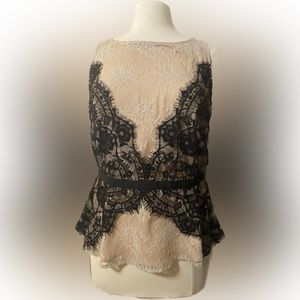 BEAUTIFUL Lace 2 tone Sleeveless Loft Top. Size 8 New with Tag.